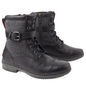 UGG Kesey Waterproof Leather And Wool Boots, Black/Gray Women's 6.5